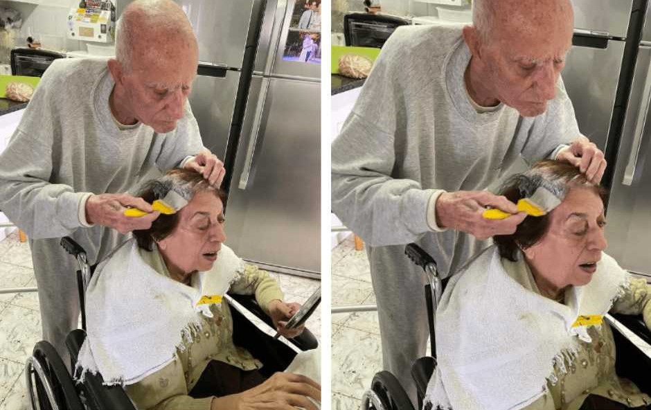 92-Year-Old Man Gently Dyes His Wife’s Hair, Showing Love Lasts Forever