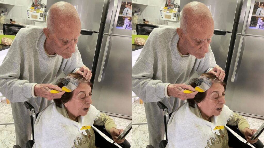 92-Year-Old Man Gently Dyes His Wife’s Hair, Showing Love Lasts Forever